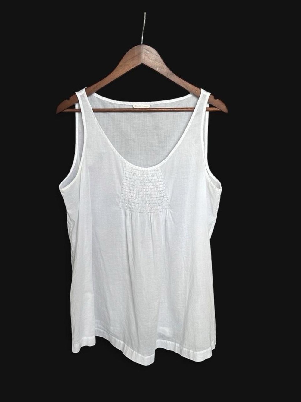 Eileen Fisher 100% Organic Cotton Smocked Scoop Neck Tank Top XL